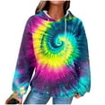 thumbnail image 2 of YUNAFFT Stylish Tie-Dye Print Hooded Sweatshirt with Pockets Stretchy Casual Pullover for Women, 2 of 6