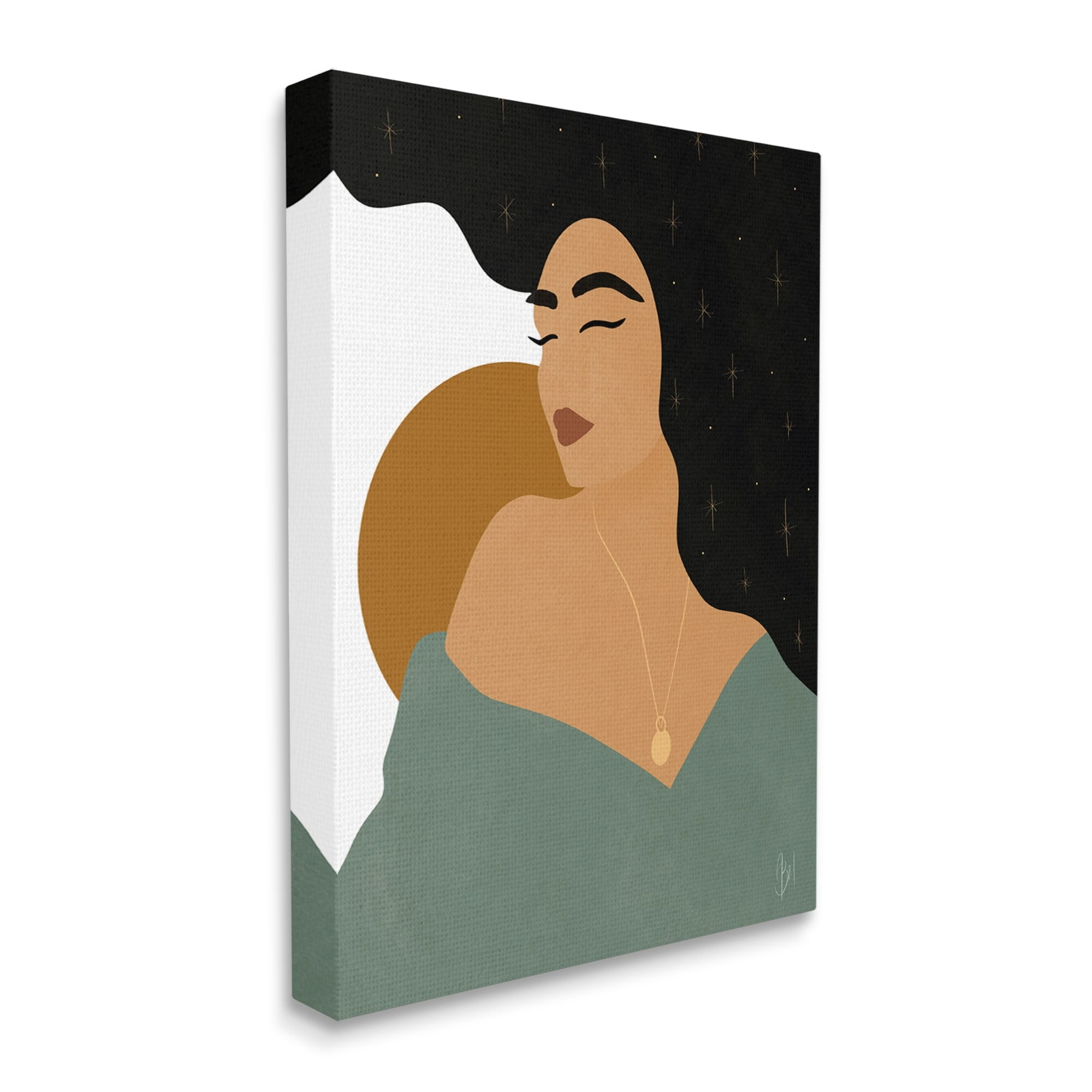 Stupell Industries Contemporary Boho Girl Portrait Beauty & Fashion Painting Gallery Wrapped Canvas Print Wall Art