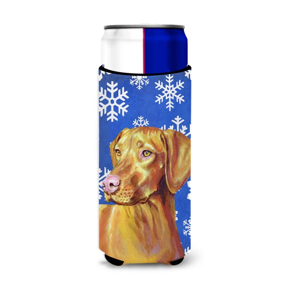 Carolines Treasures LH9280MUK Vizsla Winter Snowflakes Holiday Ultra Hugger for slim cans Slim Can multicolor