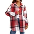 thumbnail image 2 of UVN Plaid Shirts for Women Flannel Long Sleeve Shacket Jacket Ladies Shirt Button Down Top Casual Coats, 2 of 7