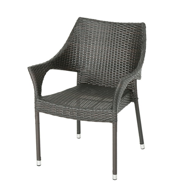 Gdf Studio Vista Outdoor Wicker And, Black Wicker Stacking Chairs