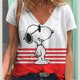 thumbnail image 3 of Camisetas de moda para mujer, lindas camisetas con estampado de Snoopy para niña, ropa informal holgada de verano de estilo Harajuku, camisetas de manga corta con cuello en V estilo Kawaii, 3 of 5