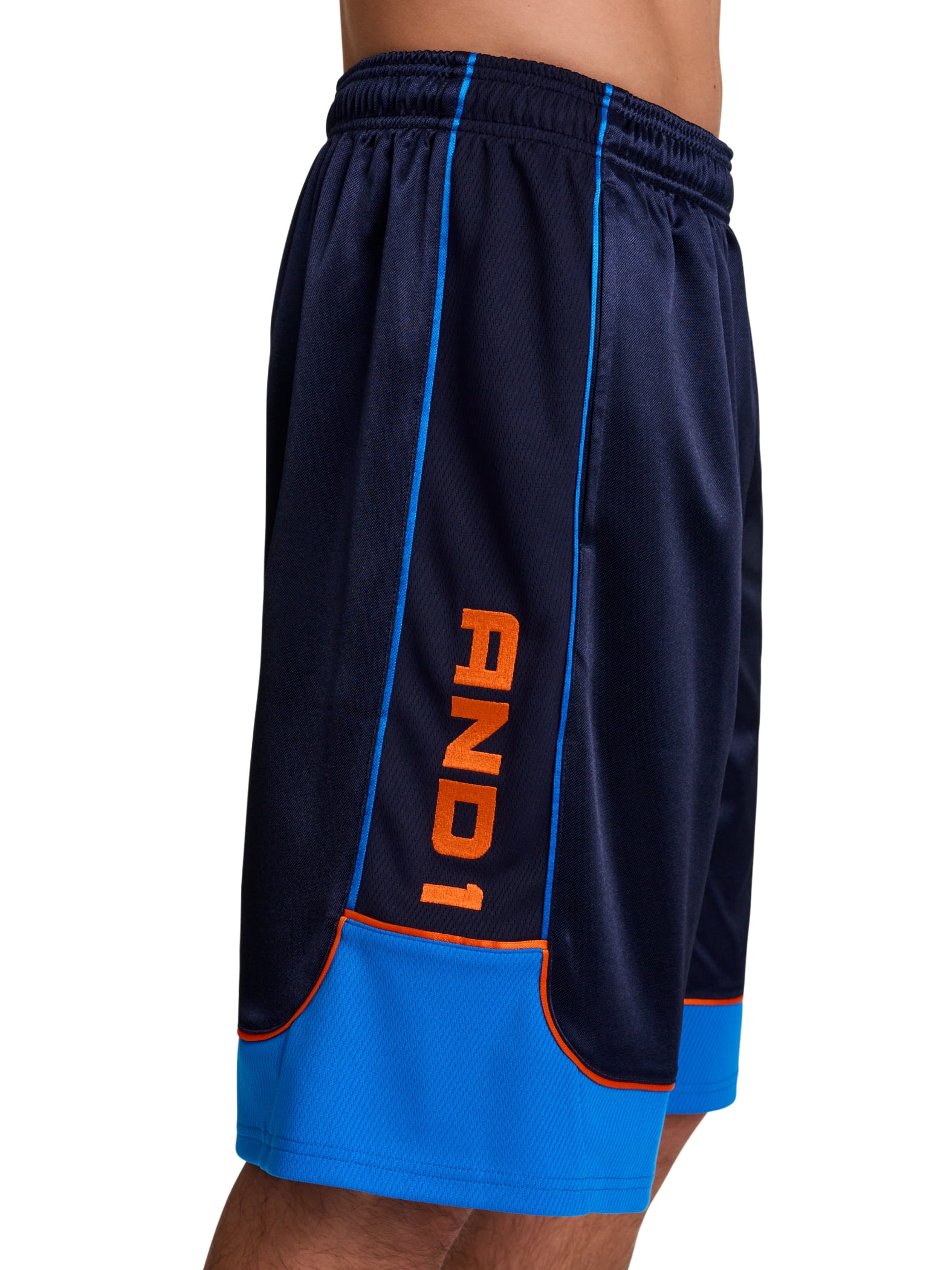 AND1 Men's and Big Men's All Court Colorblock Short, 11" inseam, up to Size 5XL