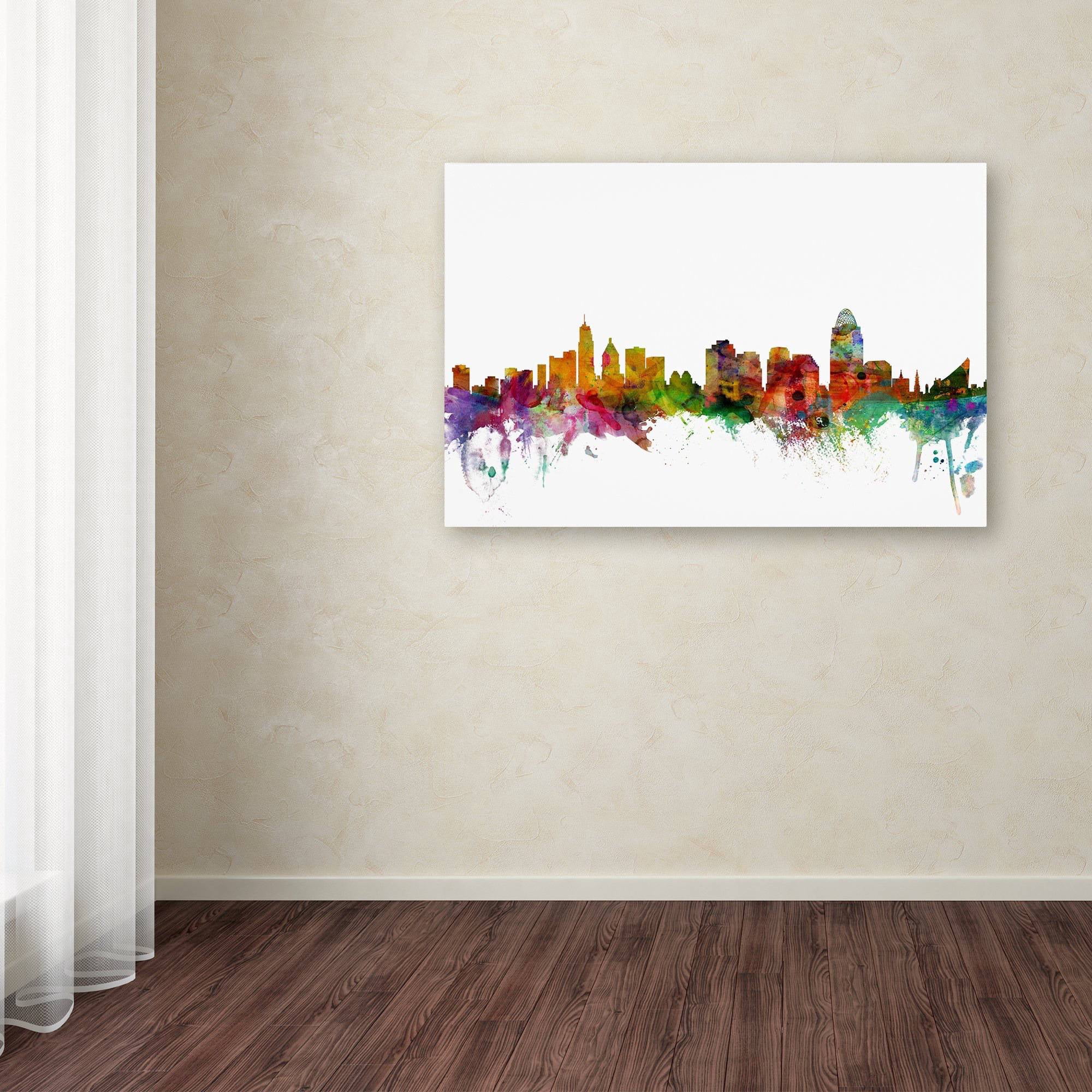 Trademark Fine Art "Cincinnati Ohio Skyline" Canvas Art by Michael Tompsett