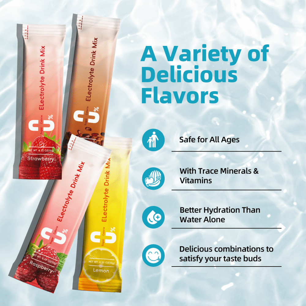 Electrolyte Powder Drink Mix - Electrolytes Powder Packets - Sugar Free & 0 Calorie - Organic Fruit Liquid Daily Hydrate Packets for Dehydration Relief and Rehydration, Variety 32 Pack