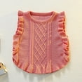 thumbnail image 2 of Coerni Toddler Girls Sweater Vest Pullover Crewneck Sleeveless V-Neck Ruffle Knitwear Tank Tops Fall Winter Clothes, 2 of 4
