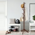 thumbnail image 5 of Costway Wooden Coat Rack Stand Entryway Hall Tree 2 Adjustable Height w/ 8 Hooks Brown, 5 of 12