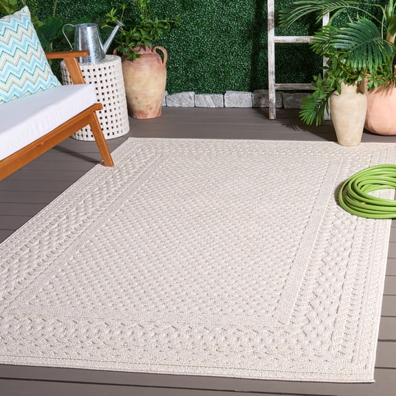 Safavieh Global Talia Geometric Indoor/Outdoor Area Rug, Light Beige/Ivory, 6'7" x 6'7" Square