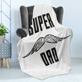 thumbnail image 4 of Fathers Day Soft Flannel Fleece Blanket, Super Dad Typography with Outline Mustache Pictogram on Plain Backdrop, Cozy Plush for Indoor and Outdoor Use, 60" x 80", Charcoal Grey White, by Ambesonne, 4 of 5