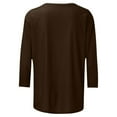 thumbnail image 5 of Jewelreauty Elbow Length Crewneck Shirts Women 3/4 Sleeve Casual Loose T-Shirts Summer Solid Tunic Tops Tees (4XL, Dark Brown), 5 of 5