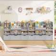 thumbnail image 2 of Hiphuta 56”W Kids Toy Storage Organizer with Bookshelf, 3 Removable Drawers & 7 Toy Boxes, Large Wood Toy Organizer for Playroom, Bedroom & Living Room, Gray, 2 of 8