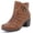 BrownPU 303, variant on Women's Slouchy Riding Ankle Booties, Round Toe Casual Versatile Comfort Short Boots