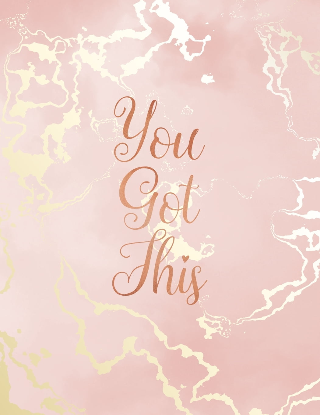 You Got This Inspirational Quote Notebook, Pink Marble and Rose Gold