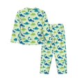 thumbnail image 2 of Goofa Cute Dinosaur Blue Green Printed Women’s 2 Piece Pajama Set Super,Pajamas Women's Long Sleeve Sleepwear Soft Button Down Loungewear Pjs Lounge Set Nightwear-XX-Large, 2 of 9