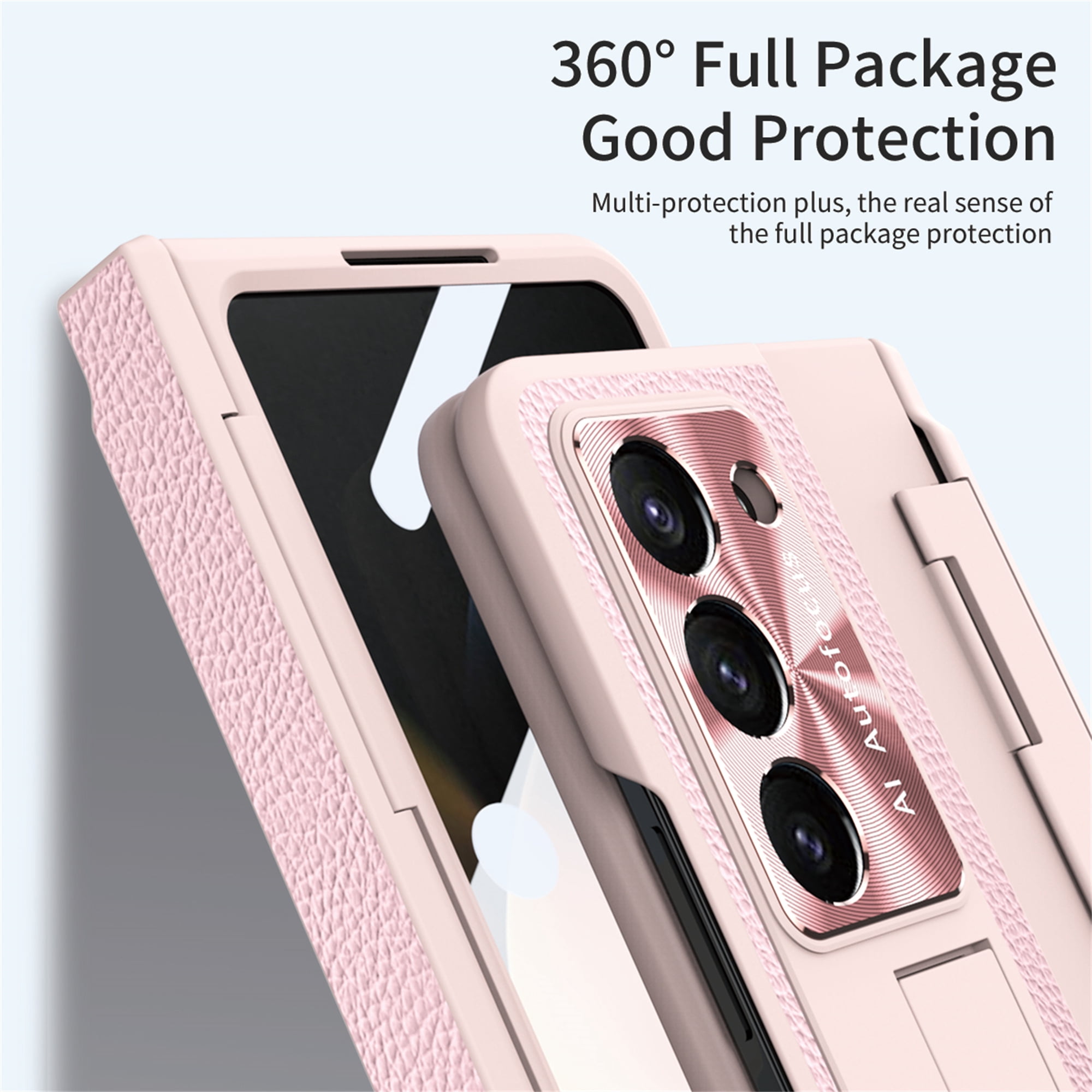 Allytech Galaxy Z Fold4 Case with Screen Protector, Kickstand Rugged Protective Shockproof Anti-Scratch Hinge Protection Phone Case for Samsung Galaxy Z Fold 4 - Pink