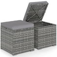 thumbnail image 2 of Costway 2PCS Patio Rattan Ottomans Seat Side Table Storage Box Footstool with Cushion Gray, 2 of 10