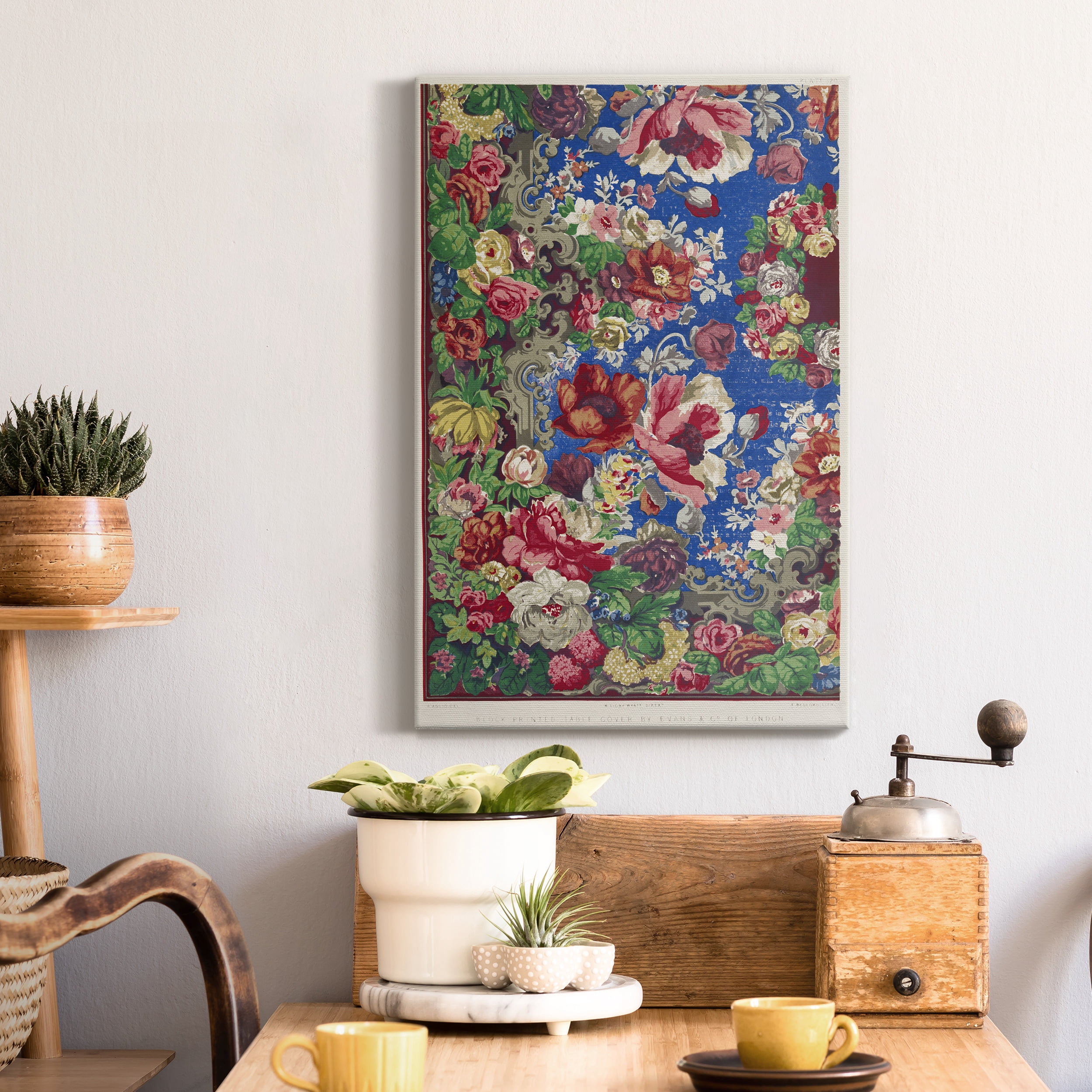 Block Printed Table Cover Premium Gallery Wrapped Canvas - Ready to Hang - 18 x 27