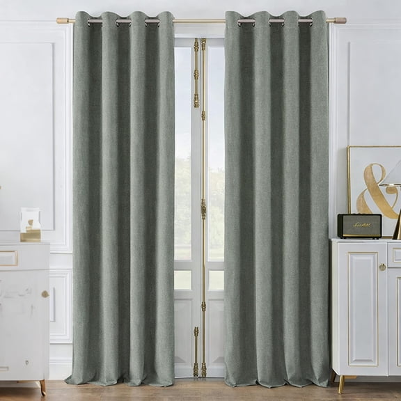 Deco Window Polycotton 100% Blackout Solid Curtains 7 Feet Long Set of 2, Room Darkening Eyelet Curtains for Bedroom & Living Room (Forest Green, 7 Ft)