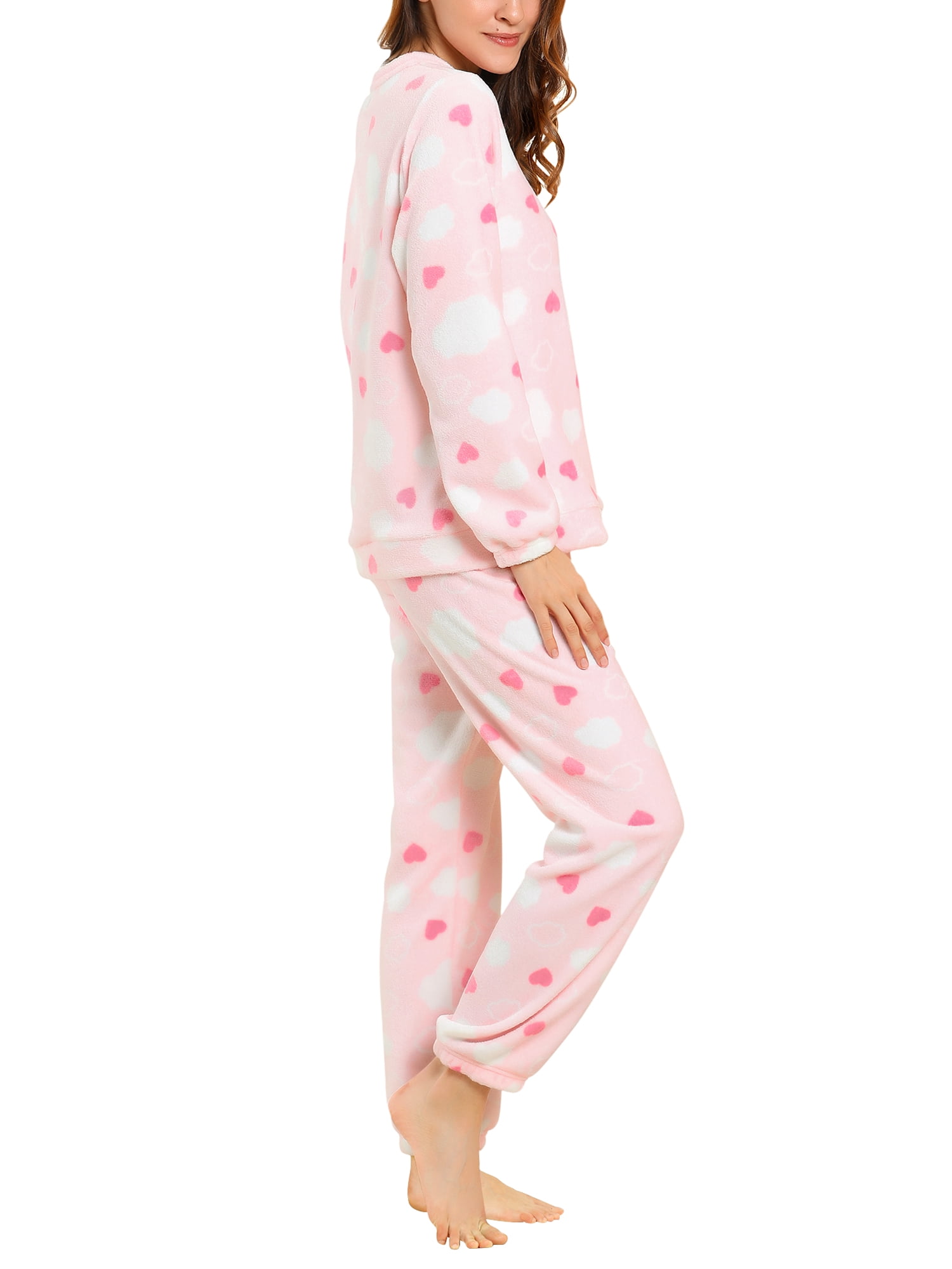 Unique Bargains Women's Winter Loungewear Sleepwear Flannel Pajama Set