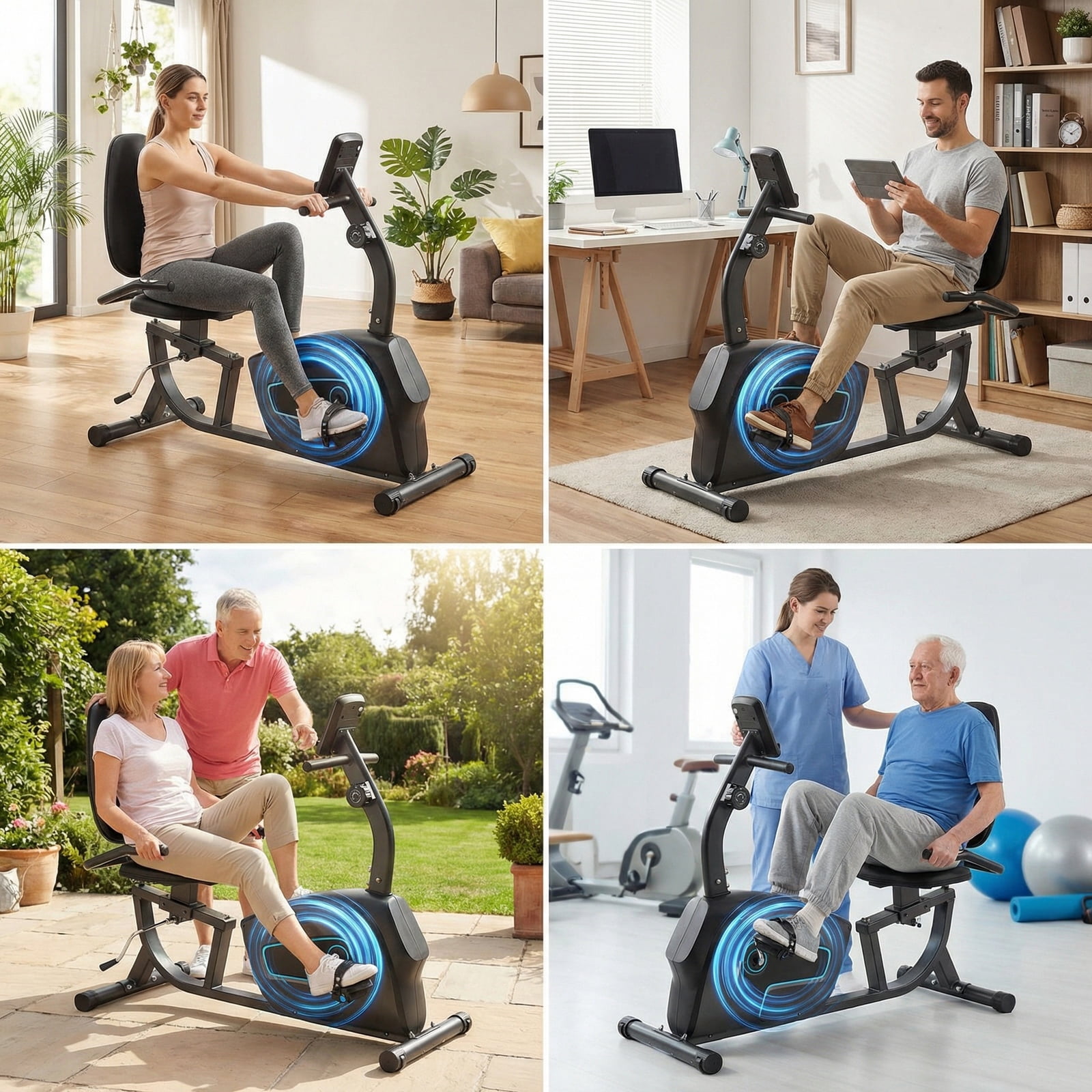 GASKY Exercise Bike 8 Resistance Levels Recumbent Exercise Bikes Seat Adjustment Exercise Equipment for Home Fitness Use