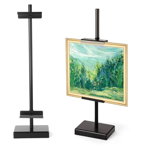 Adjustable Tabletop Easel Stand for Displaying Picture Frames and Art, 18-Inch Black Metal Art Easel for Sturdy Frame Support and Decorative Home or Office Use