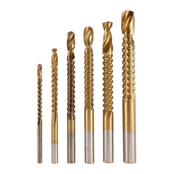 New Arrivals 6Pcs Titanium Drill Saw Bit Set, HSS Serrated Hole Drilling, 3-8mm Carpenter Hacksaw Bits Kit