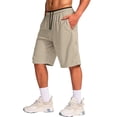 thumbnail image 4 of WULMLEO Men's Athletic Shorts with Pockets 11" Long Basketball Bottoms Lightweight Quick Dry Gym Workout Shorts for Training Khaki L, 4 of 7