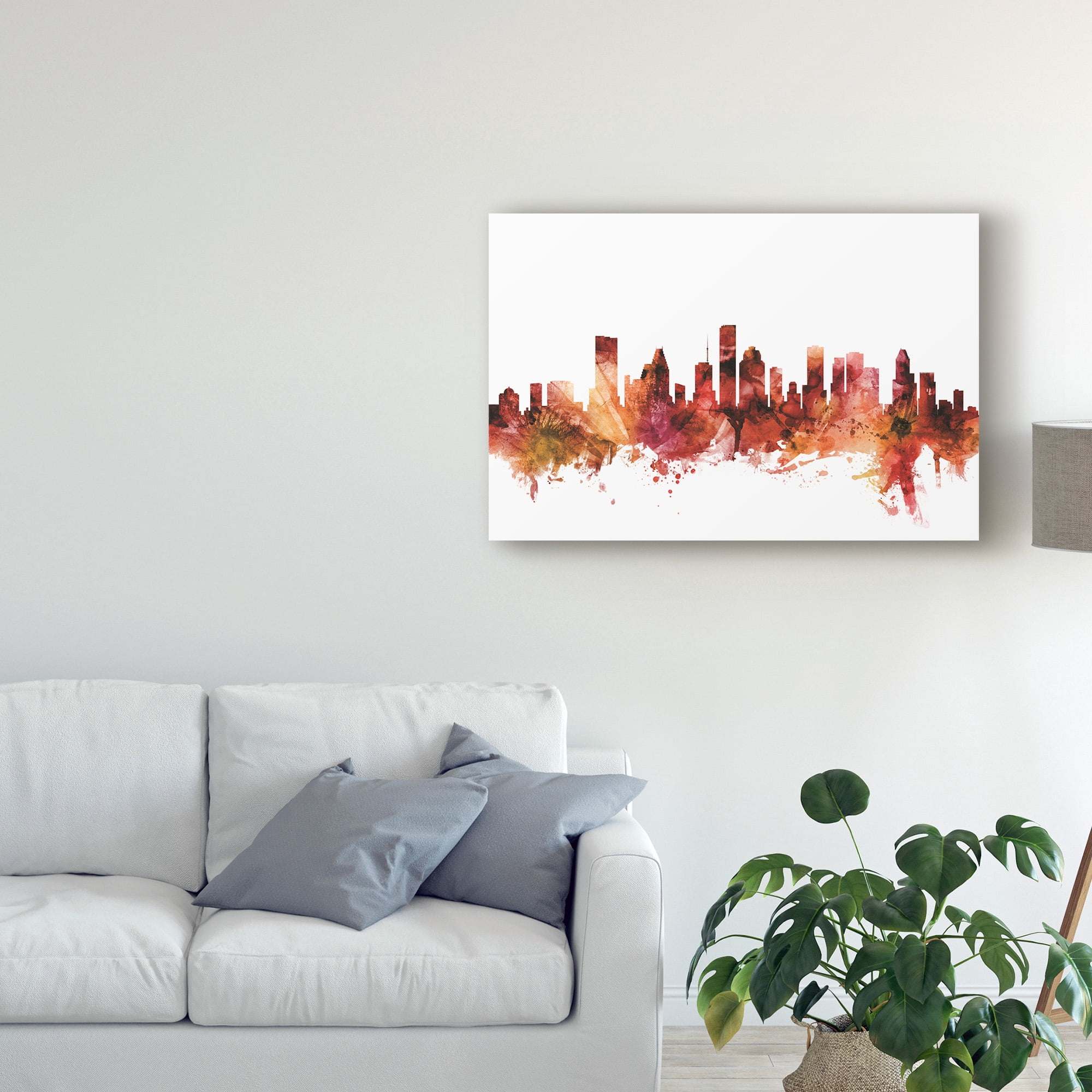 Trademark Fine Art 'Houston Texas Skyline Red' Canvas Art by Michael Tompsett