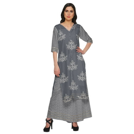 Moomaya Plus Size Printed Loose Palazzo And Kurta Set Ethnic Dress For Women