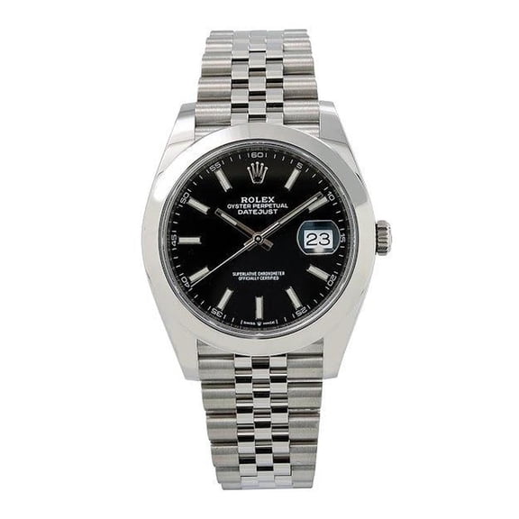 Pre-Owned Rolex Datejust 41MM 126300 Black Dial Smooth Bezel Stainless Steel Jubilee Bracelet