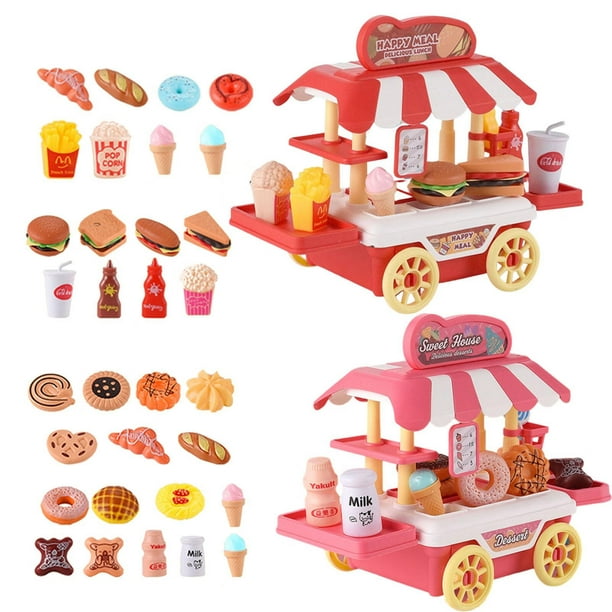 Doll House Food Truck ToyPretend Play Food Set with Hamburger Dessert