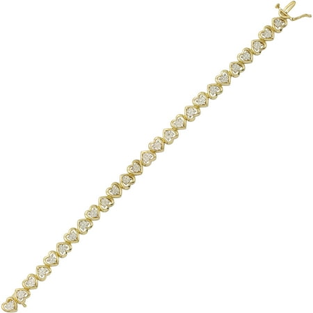 Diamond Accent Miracle Plate 18kt Yellow Gold over Sterling Silver Heart Bracelet, 7.25