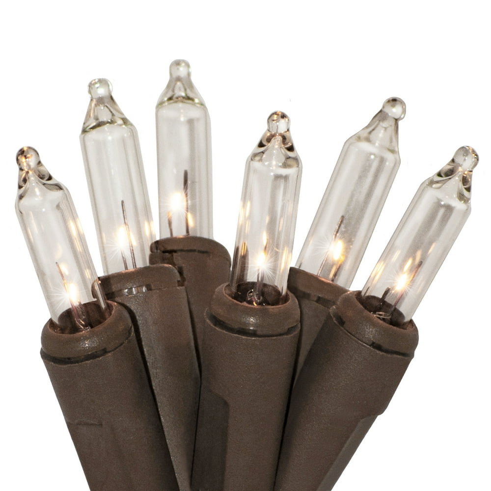 612 Vermont 50 Clear Mini Christmas String Lights on Brown Wire Cord