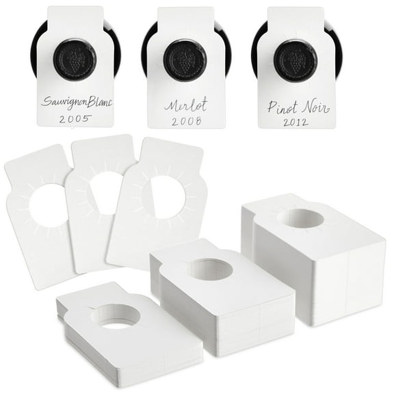 DISEN 300 Pack Wine Bottle Tags for Cellar Collection, Champagne, Hanging Labels for Name, Year, Tasting Notes (2.2x3.5 in, White)