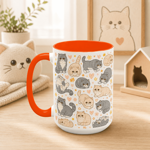 Coffee Cat Mug Exotic Shorthair Pattern for Home or Office Cat Lover Gift