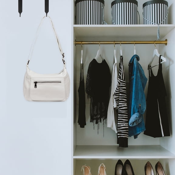 NICEXMAS 2-Pack Black Metal Over-the-Door Hooks Mirror Hangers for Coats, Towels, and More