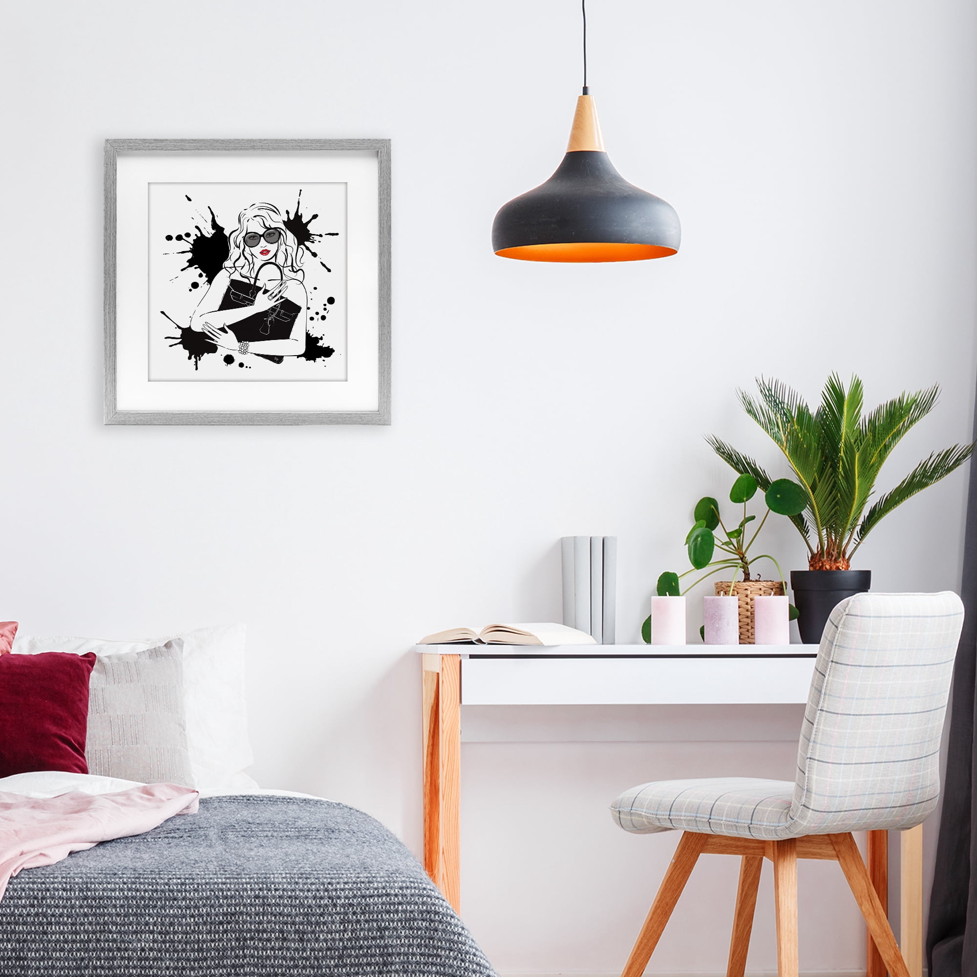 Stupell Industries Black Bag Elegance & Glamour Gray Framed Print Under Glass, design by Martina Pavlova