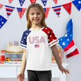 thumbnail image 5 of Abcomgle Independent Shirts for Girls Kids 4th Of July USA Flag Graphic Tee Tops Crew Neck Raglan Short Sleeve T-Shirt Fashion Patriotic Tees for Toddler, 5 of 5