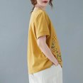 thumbnail image 3 of Camisas de Manga Corta para las Mujeres Blusas de Cuello Redondo con Botones Casuales, Camisa de Verano de Moda para Diarios Y Fiestas, 3 of 6