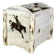 thumbnail image 3 of Montana Collection Magazine Rack w/ Laser Engraved Bronc Design, Clear Lacquer Finish, 3 of 9