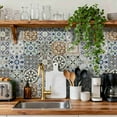 thumbnail image 3 of 24PCS Mediterranean Style Peel and Stick Wall Tile Decals - 6"x6" Vintage Waterproof Vinyl Moroccan Bohemian Stickers for Kitchen Backsplash, Bathroom, Stair Riser Decor, 3 of 9