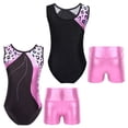thumbnail image 3 of Girls Sleeveless Leotard With Shorts Sets Jumpsuits For Dance Gymnastics Performance Dance Ice Figure Skating, 3 of 7