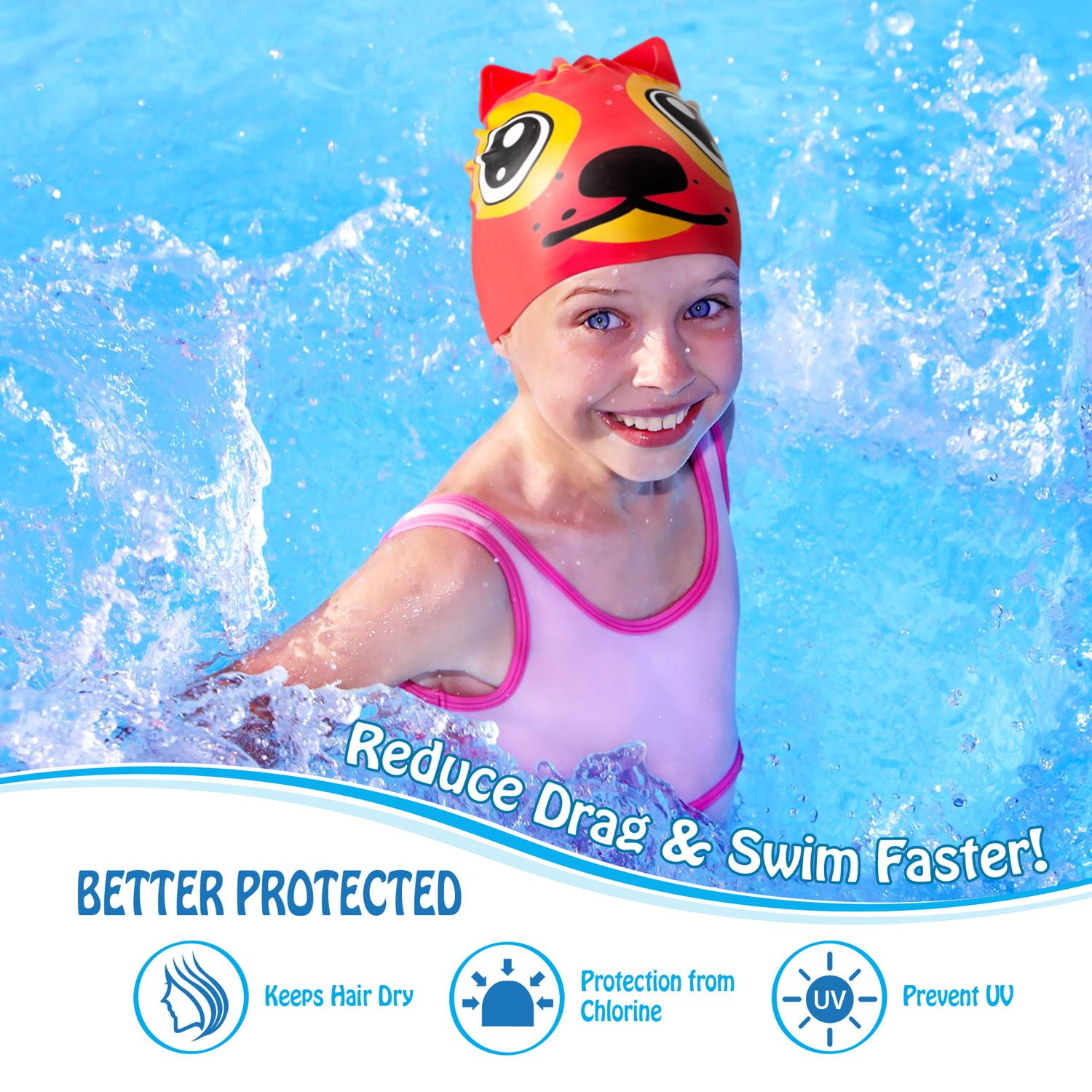 cool kids swim caps