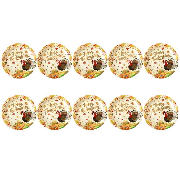 Assiettes en Papier de l'Action de Grâce 10 Pcs Action de Grâce Halloween 9 Pouces Lettres Dinde Fruit Citrouille Assiettes en Papier Jetables pour Dîners Fêtes Utilisation Pratique et Portable Assiettes de l'Action de Grâce Jetables