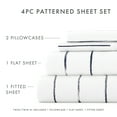 thumbnail image 4 of Noble Linens 4 Piece Pattern Microfiber Bed Sheets Set, Navy Distressed Field Stripe, CalKing, 4 of 10