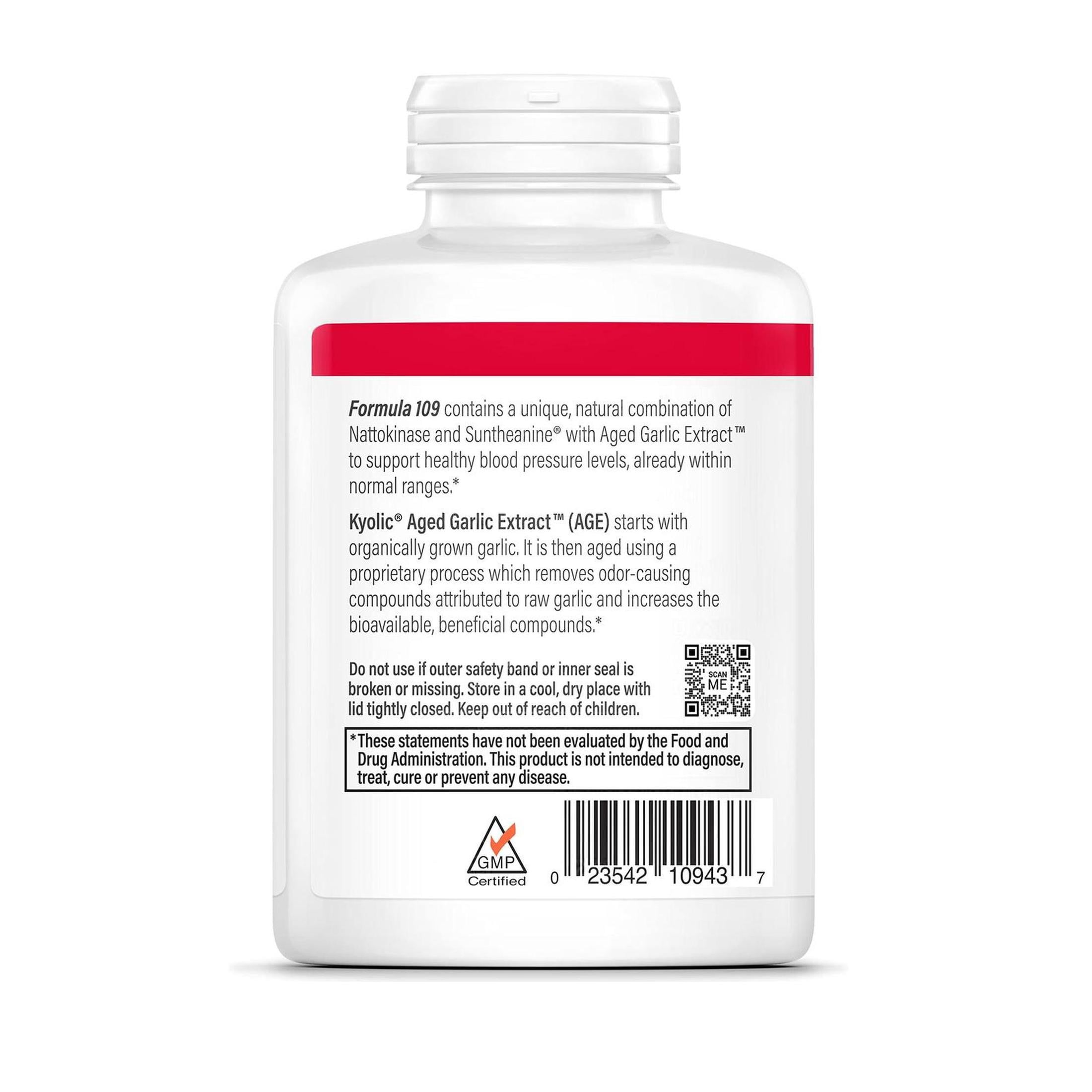Kyolic Aged Garlic Extract™, Blood Pressure Health, Formula 109, 240 Capsules