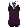 thumbnail image 5 of Hilor Womens Halter One Piece Bathing Suits Macrame Back Swimsuits Tummy Control Swimwear, 5 of 8