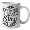 thumbnail image 1 of What Happens In Clinicals Stays In Clinicals Serious Talk Coffee & Tea Gift Mug For Medical Practitioners, Clerks, Doctors, Psychologists, Psychiatrists, Patients, Medical Students, Women & Men (11oz), 1 of 4