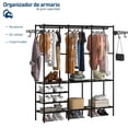 thumbnail image 2 of Closet Armable para Ropa, Perchero, Closet Organizador, Ropero Armable Organizador 173 * 160 * 35 cm, Armario Portatil, Rack para Colgar Ropa, Multifuncional con Ganchos (Con 3 Divisiones), 2 of 8