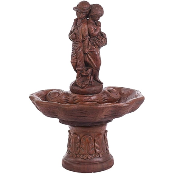 Solid Rock Stoneworks Daytona Small First Love Fountain - 44" Tall - Walnut